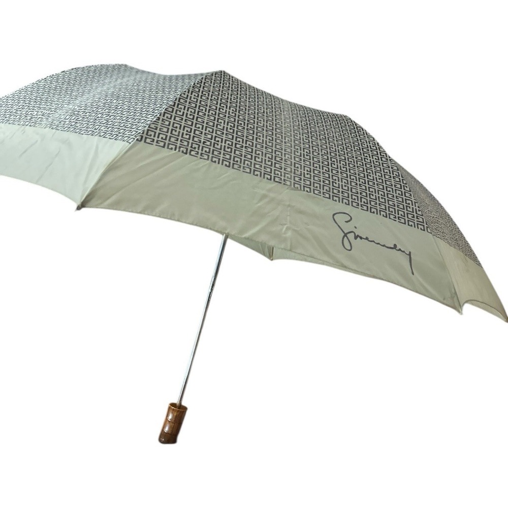 Vintage Givenchy Umbrella Wood Handle G Logo Print Designer Taiwan ROC Holder